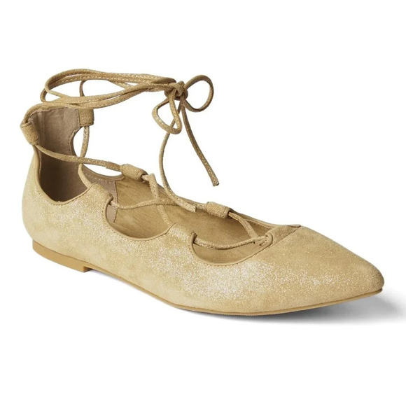 GAP Shoes - NWT Gap Lace Up Ballet Flats, Size 7, Gold